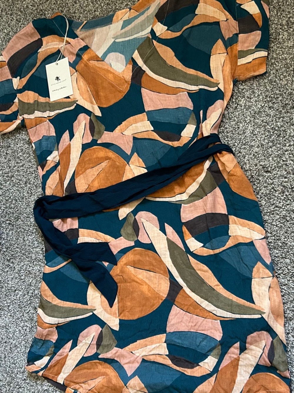 Noonday Collection Teal, Rust & Blush Abstract Midi Dress